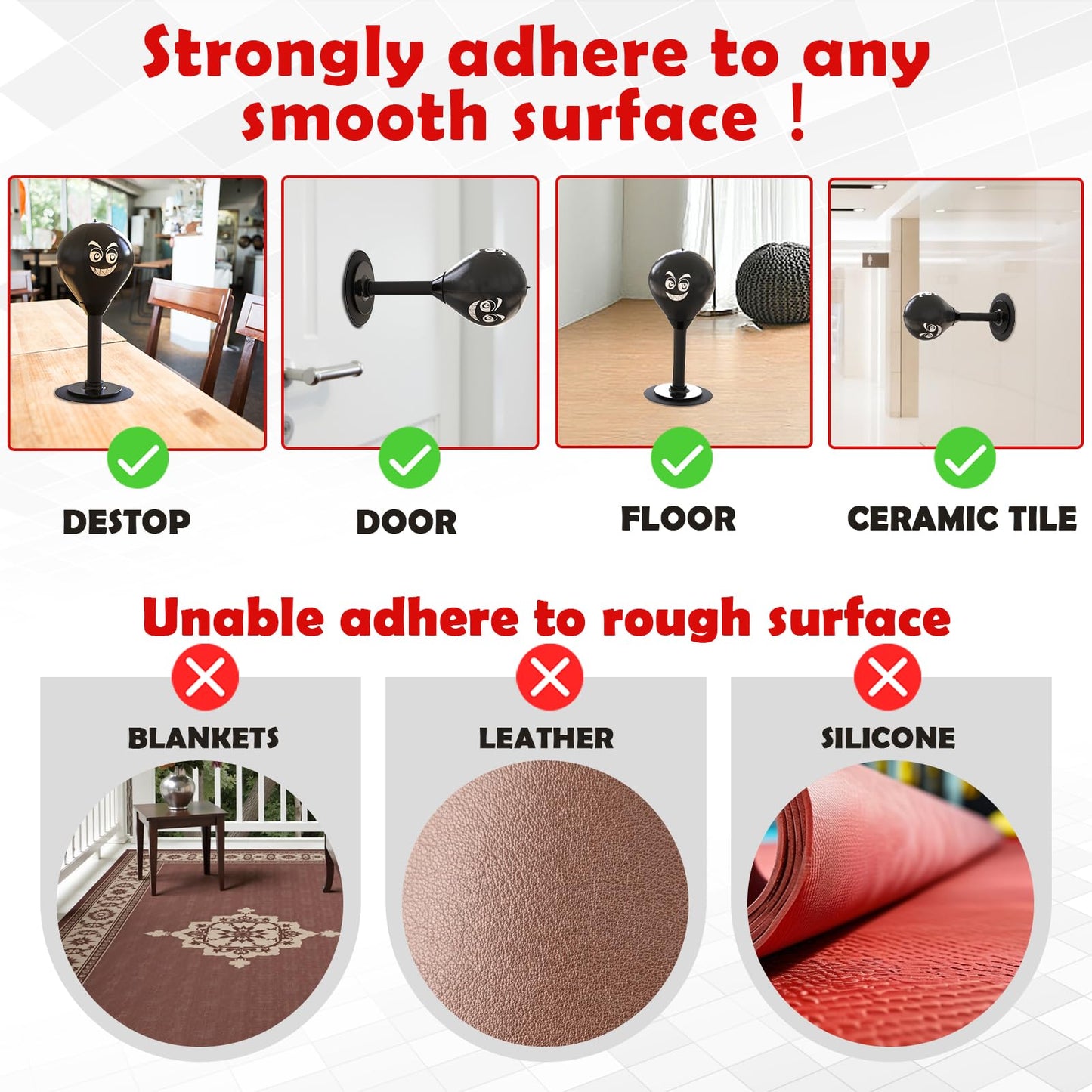 Desktop Punching Bag with Suction Cup - Punch Away Stress, Heavy Duty Office Desk Stress Ball for Adults & Kids, Fun Boxing Toy for Coworkers, Friends