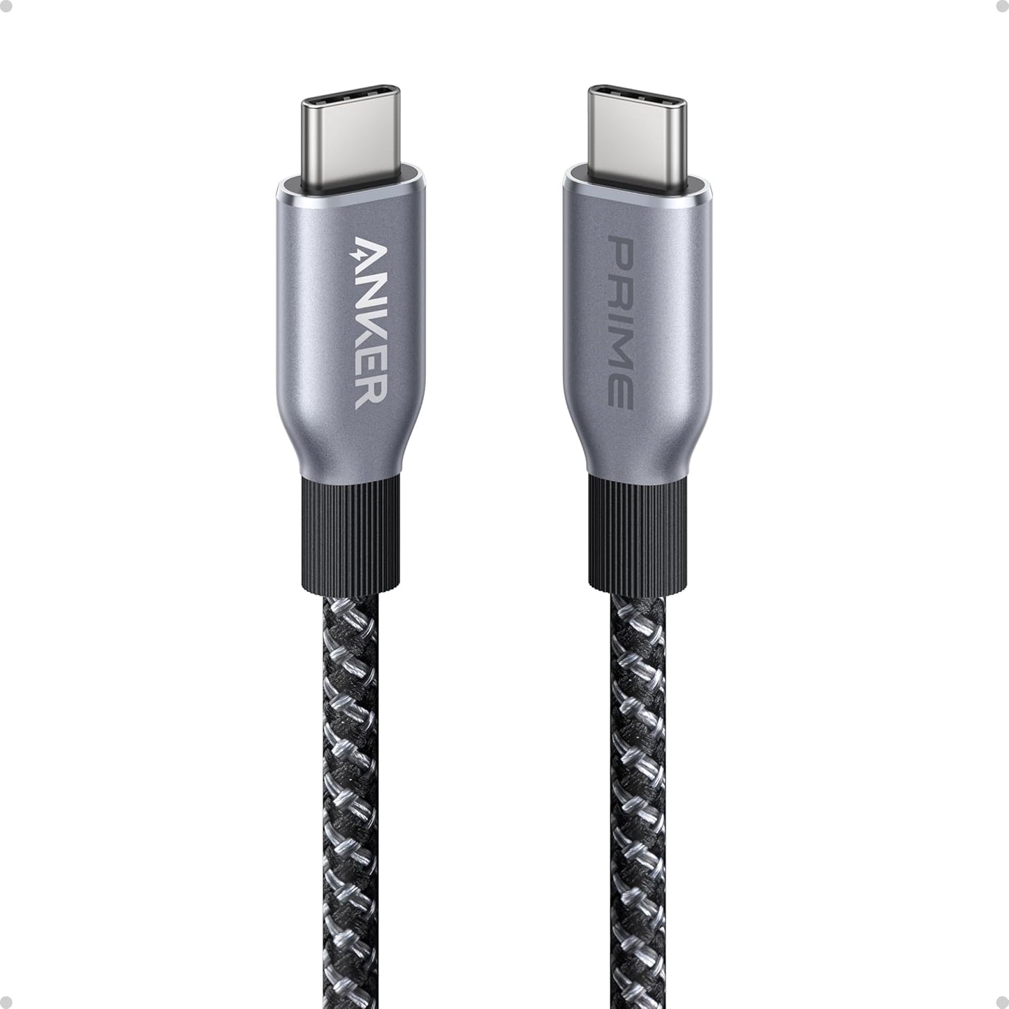 240W 100-Year 17 S24(1 Anker Prime USB C to USB C Cable, Fast Charging Cord, Upcycled-Braided Nylon with Bend