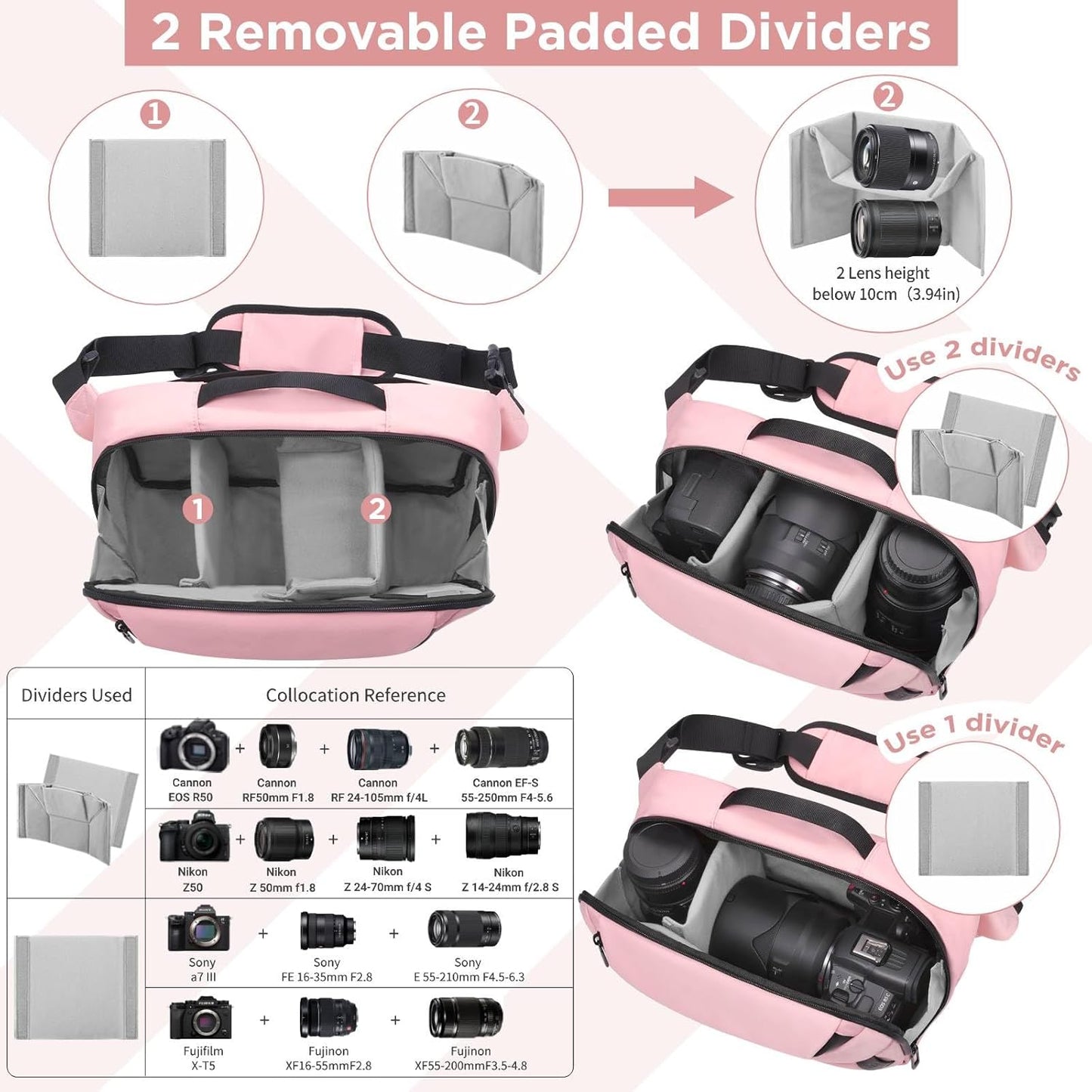 TAAOKA Camera Sling Bag,Waterproof Camera Case with Tripod Holder,Lightweight DSLR/SLR/Mirrorless Camera Bags Crossbody