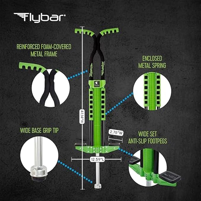 Flybar Master Pogo Stick for Kids Ages 9+, 80–160 lbs – Easy Grip Handles – Active Exercise Toy for Tweens & Teens – Outdoor Toy with Non-Slip Foot Pegs for Boys and Girls – No Assembly Needed