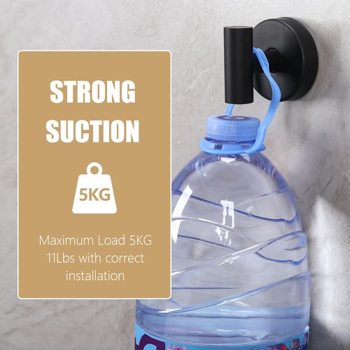 MNGD Towel Hooks Shower Suction Hook Towel Hanger for Bathroom Hanging Coat, Robe, Removable Wall Mounted Hook for Bedroom Kitchen Hotel Pool Matte Black(2-Pack)