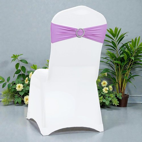 MDS Spandex Chair Sashes - Universal Fit Elastic Stretch Bands with Buckle for Weddings | Light Purple, Pack of 125