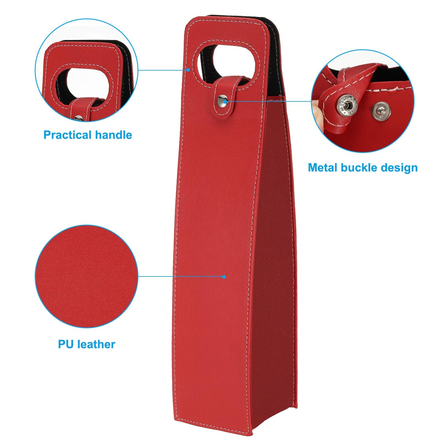 Patikil Wine Gift Bag - Reusable Leather Wine Tote Carrier for Bottles, Champagne, Red
