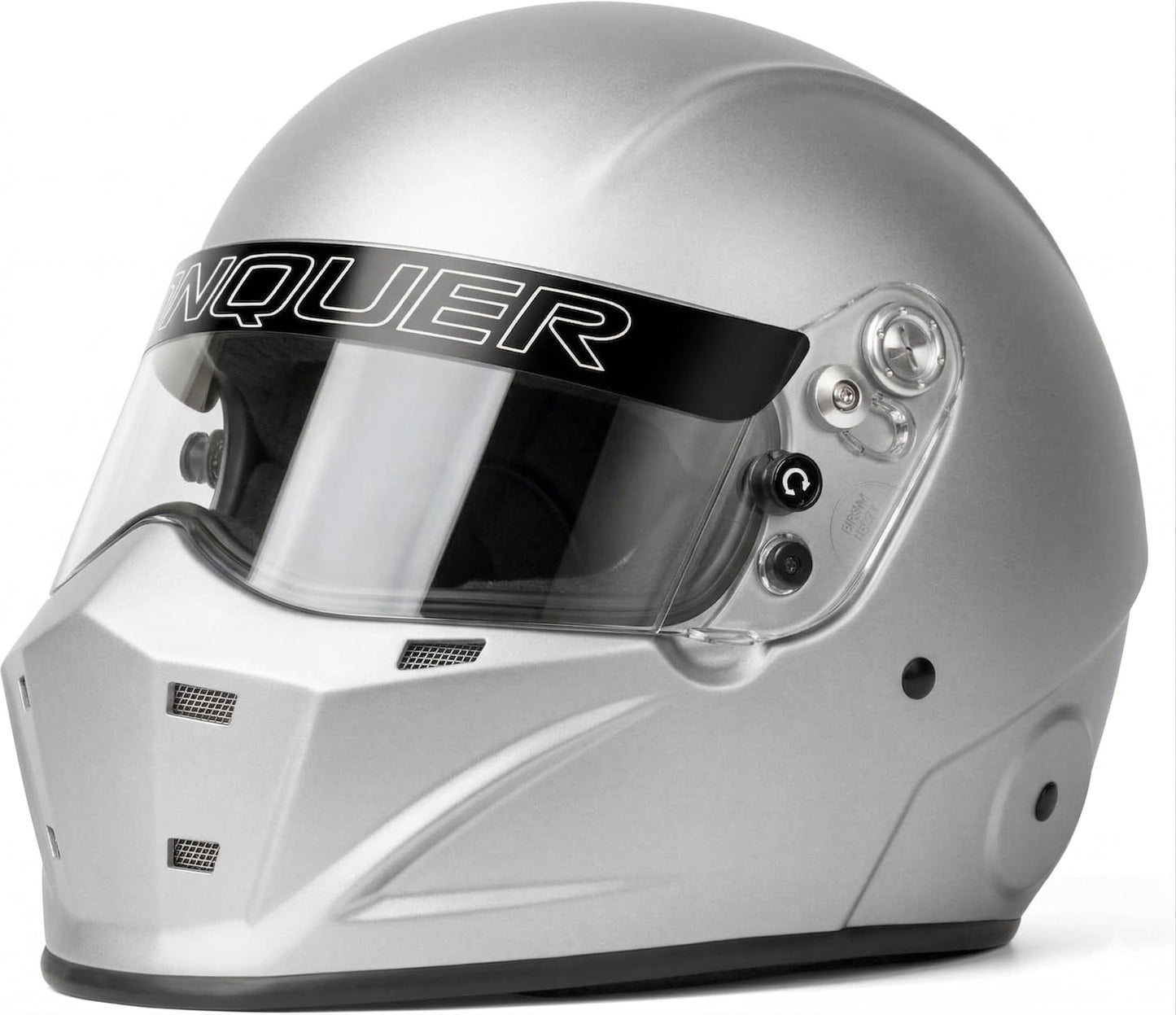 Conquer Snell SA2025 Approved Full Face Auto Racing Race Car Helmet - Adult | Men | Women | - Black / White / Silver (Silver, XL)
