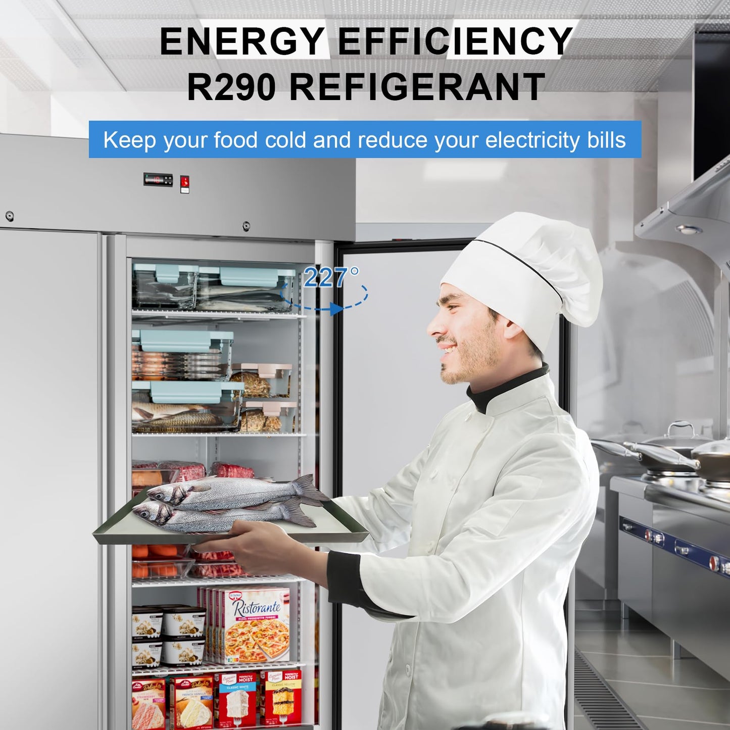 LCEKY 54" W 2 Door Commercial Freezer Stainless Steel 49 Cu.ft Freezers for Restaurant, Bar, Shop etc
