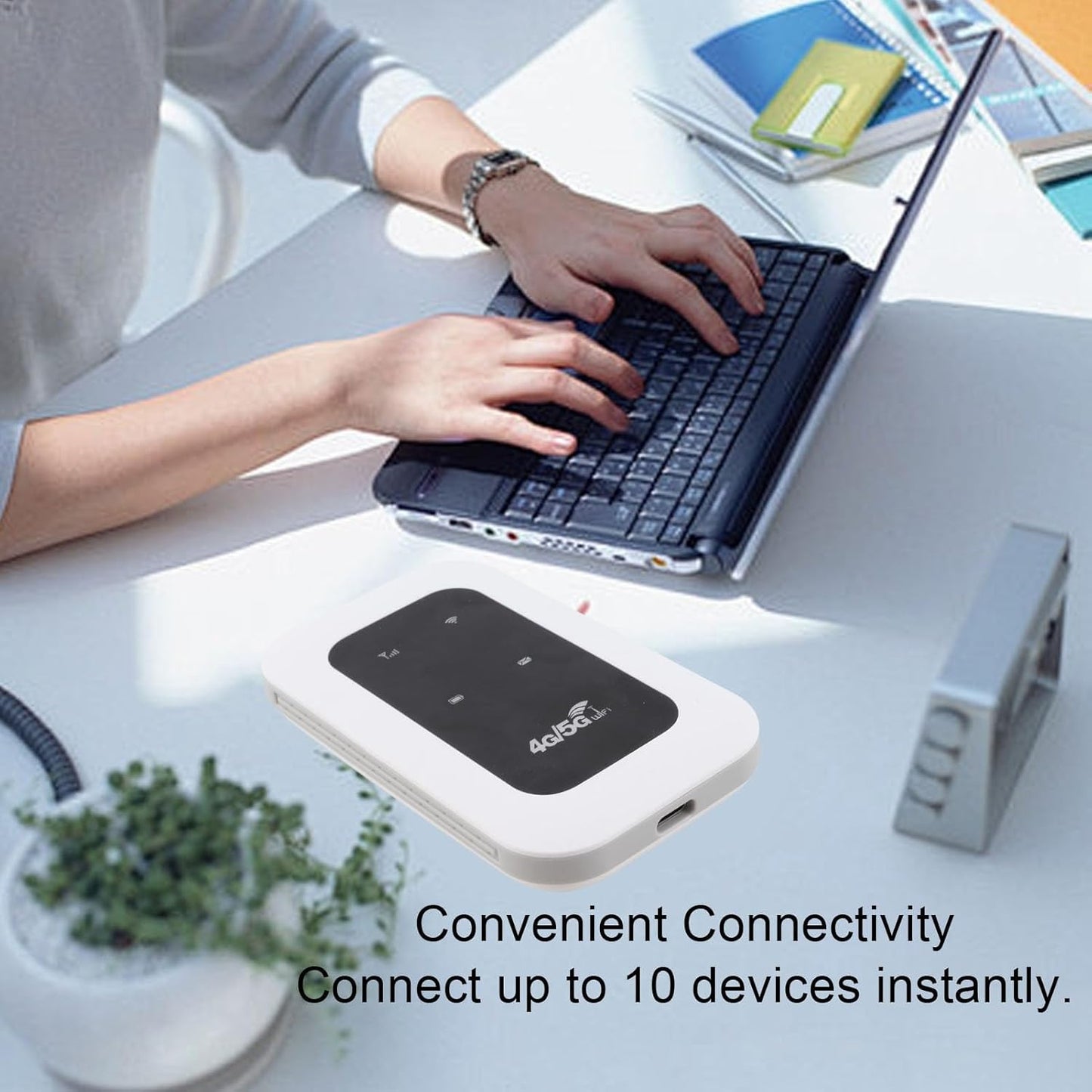 Denash 4G Device,300Mbps 10 Devices,2100mAh LTE Mobile Hotspot Mobile WiFi Hotspot Support Connect Portable WiFi Router