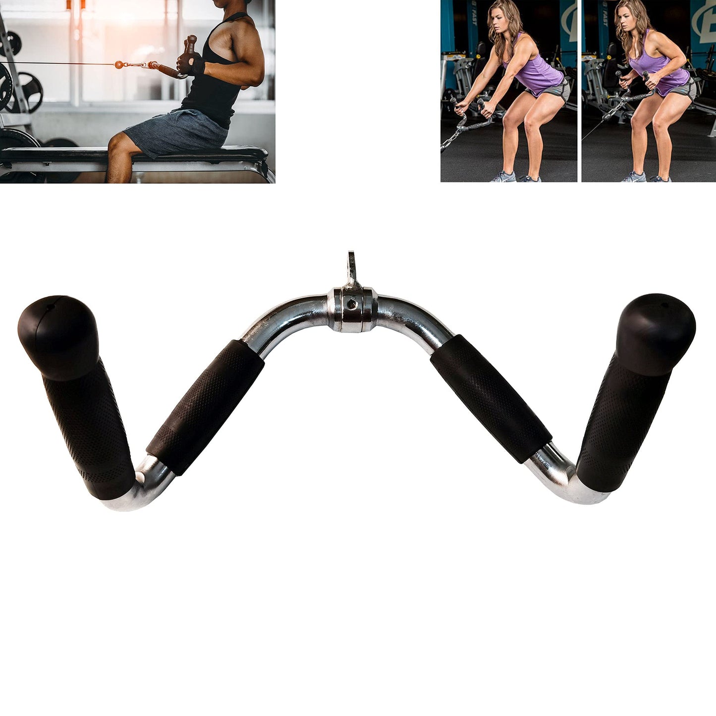 Rivotrance Strength-Enhancing Wide Grip LAT Pull Down Bar, Curl Pulldown Attachment,Cable Machine Attachment - Gym Equipment with Rubber Handles for Comfortable Strength Workouts