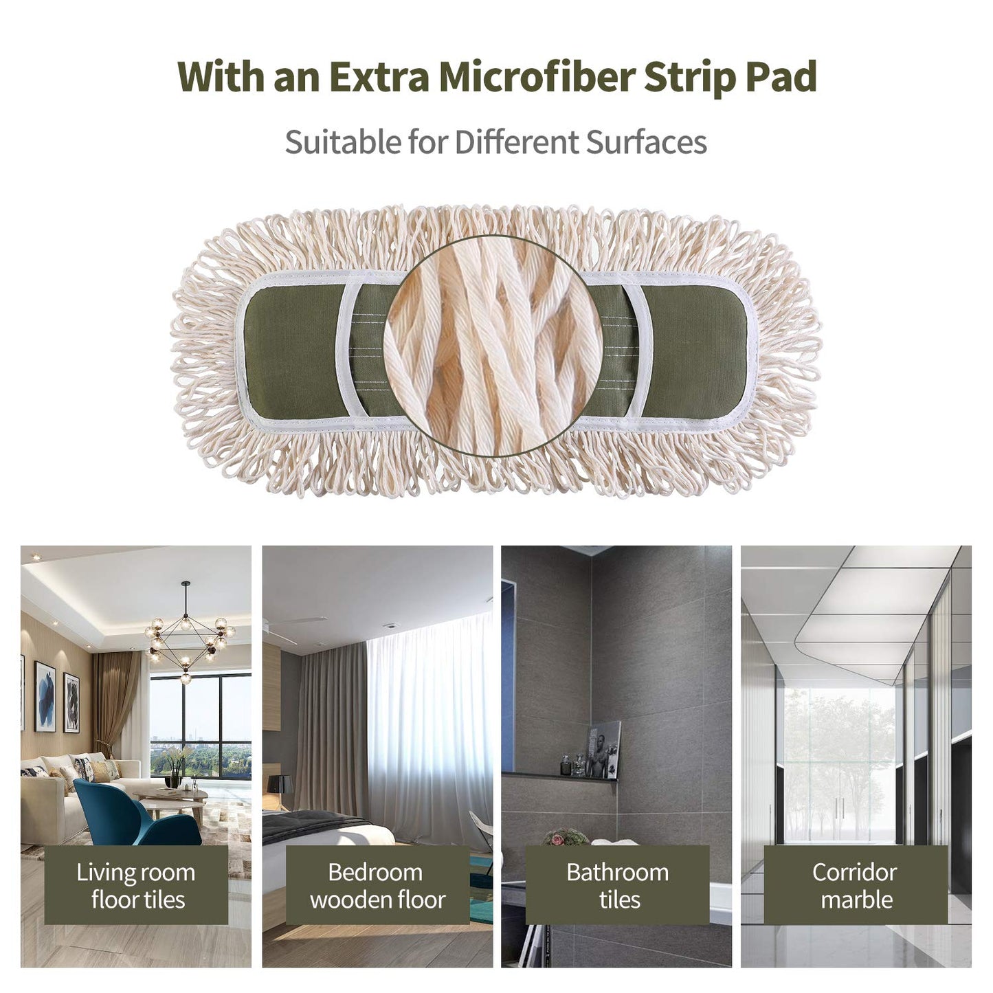 Eyliden Dust Mop with 2 Washable Pads for Hardwood & Tile Floors | 32.9"-52.6" Adjustable Handle, 360° Swivel, One-Touch Pad Release | Wet Dry Floor Cleaning Push Broom
