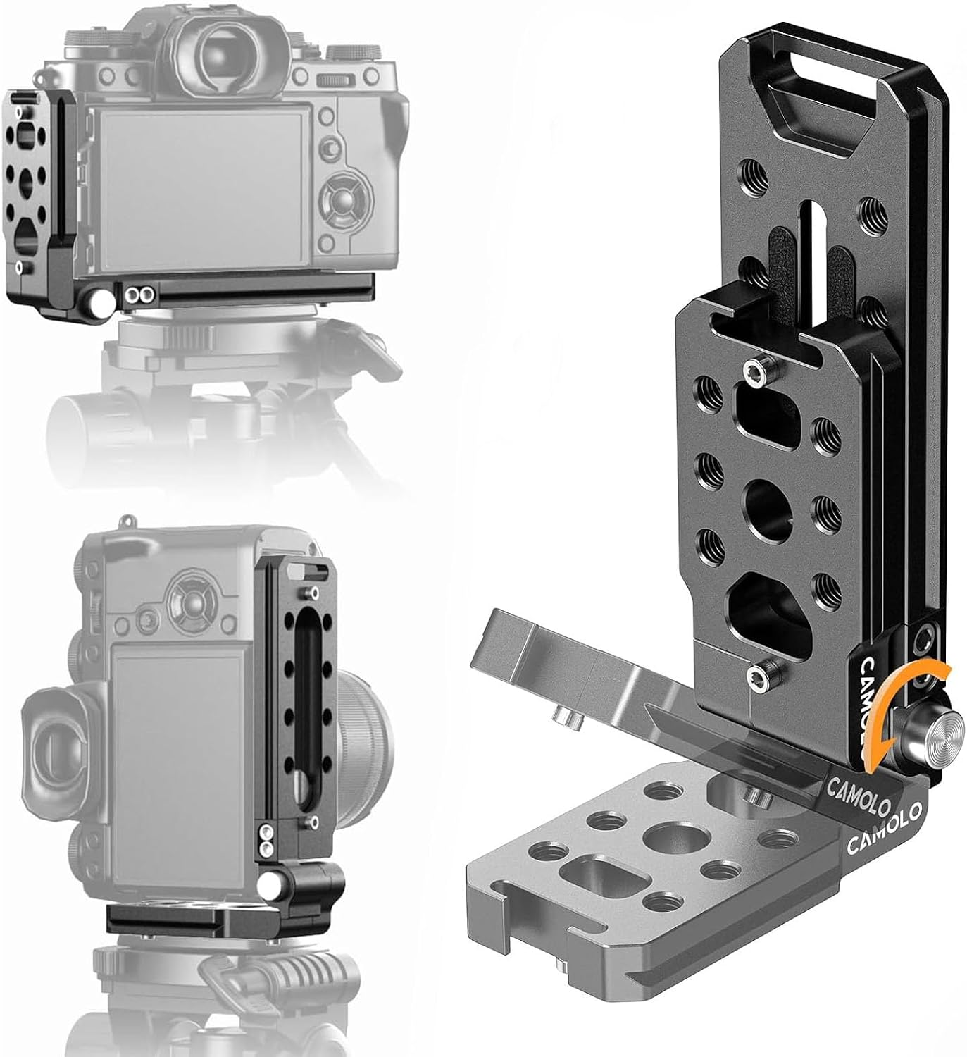 CAMOLO RIG Base,1/4" Foldable DSLR Camera L Bracket,Vertical Horizontal Switching Tripod,Arca-Swiss Srew Hole,Quick