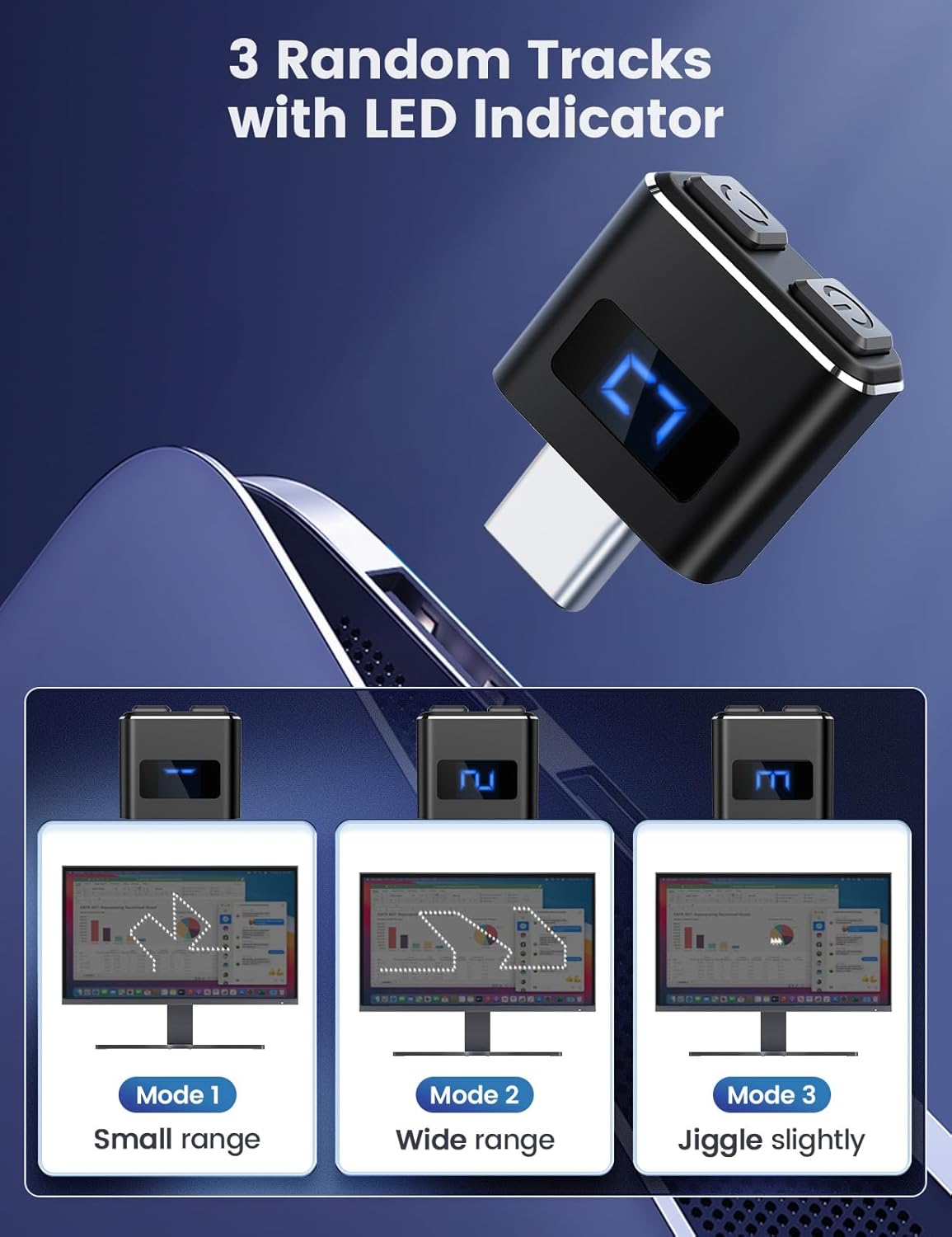 meatanty Metal USB-C Tiny Mouse Jiggler, Mouse Mover Undetectable, Automatic Shaker with Separate Mode and ON/Off