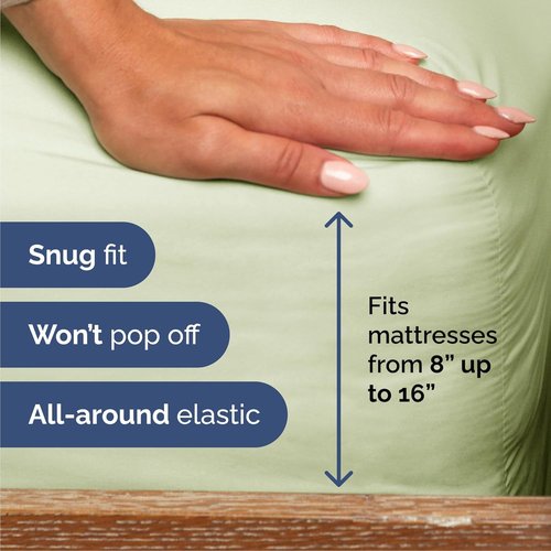 Cal King Size 4-Piece Sheet Set - Luxury Cooling Bed Sheets | Breathable & Wrinkle-Free - Light Sage Green