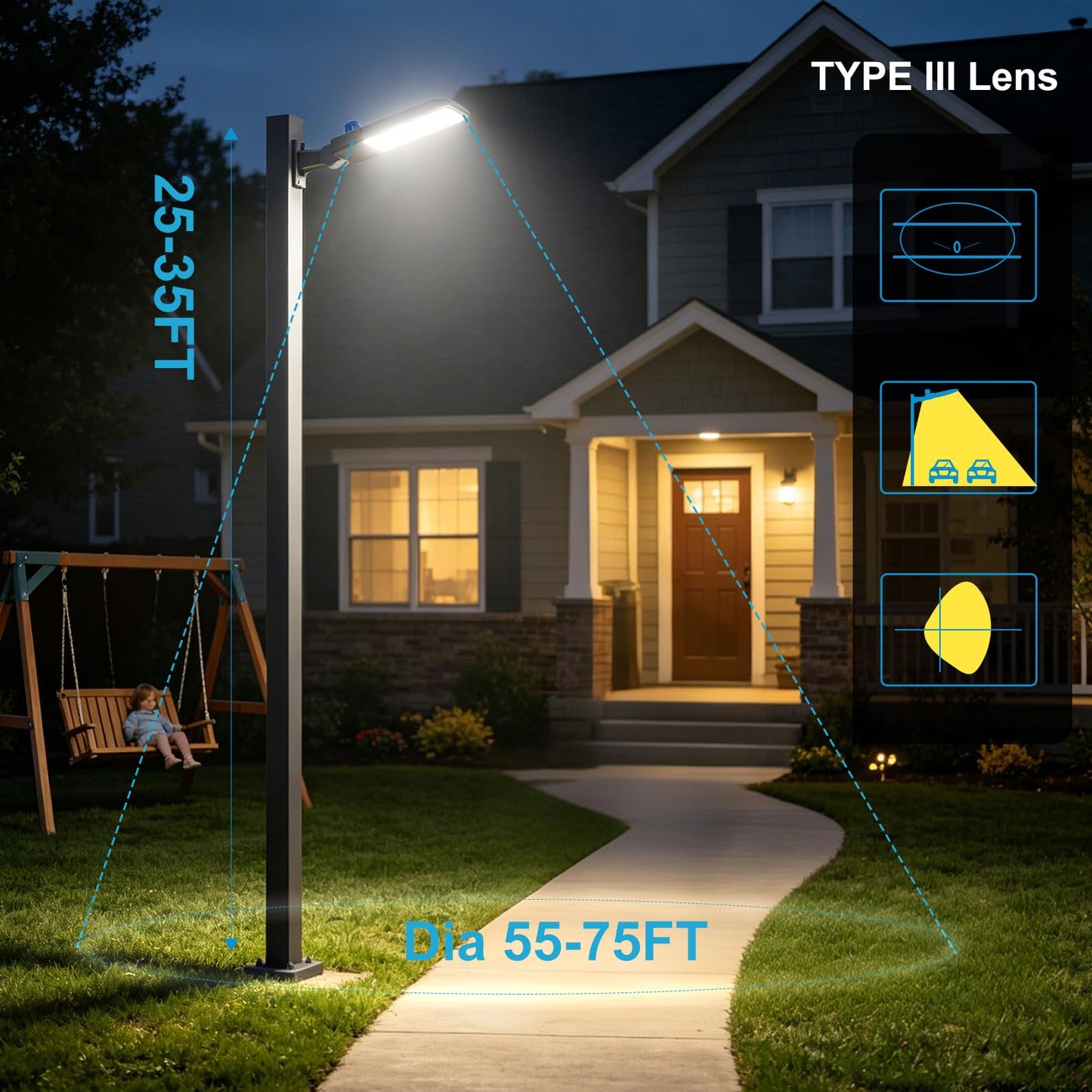 Lightdot 240W LED Parking Lot Lights Outdoor(60000LM Eqv 1000W HPS) 5000K Parking Lot Light Commercial, AC100-277V IP65 Led Pole Light Arm Mount with Photocell for Driveway Street Garage Yard-5Pack