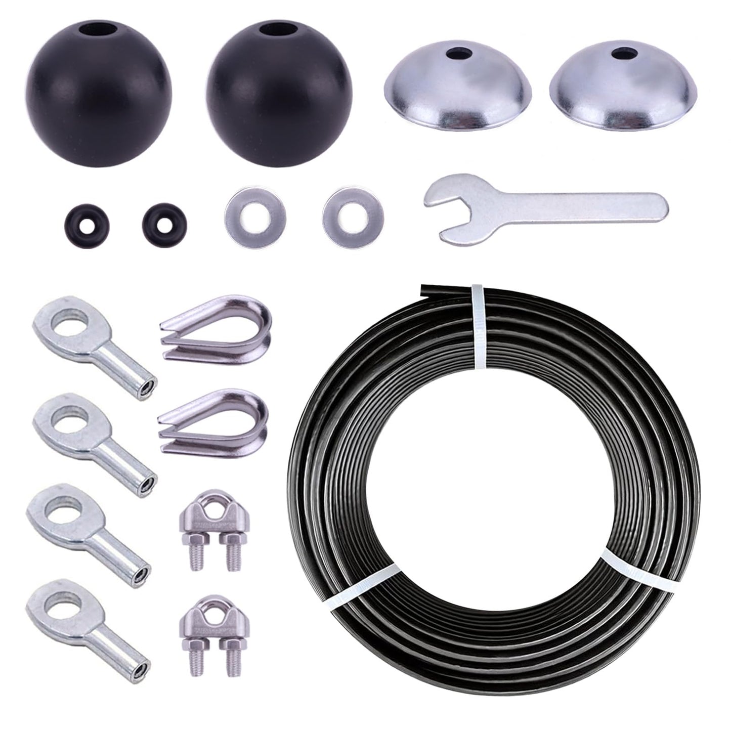 FOLUXING 32.8Ft All-in-One Cable Replacement Kit, 5.0mm PU Coated Steel Wire Rope with 17 Pcs Accessories – Upgraded Smooth & Durable Design for LAT Pulldown, Low Row, Home Gym Machine