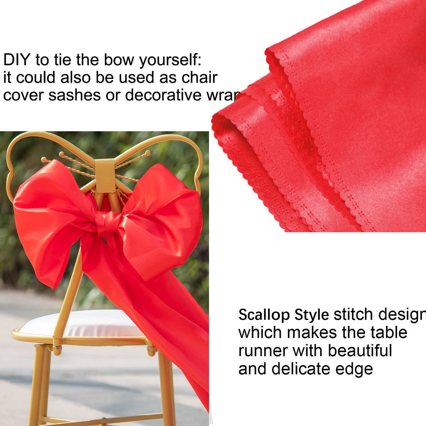 HMQIANG 12 Pack Red Table Runners, Satin Table Runner 12x108 Inches Long, Silk and Smooth Fabric Table Runner for Wedding, Parties, Banquets, Event Decoration