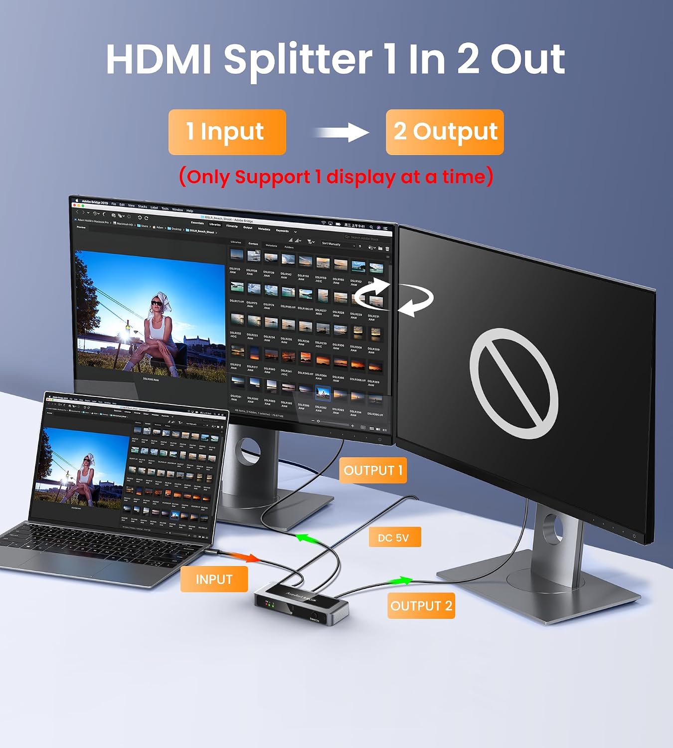 avedio links 8K 2.1 4K@120Hz 8K@60Hz, 2 1 2 1 PS5 HDMI Switch Bi-Directional in Out HDMI Switcher with Remote, Aluminum
