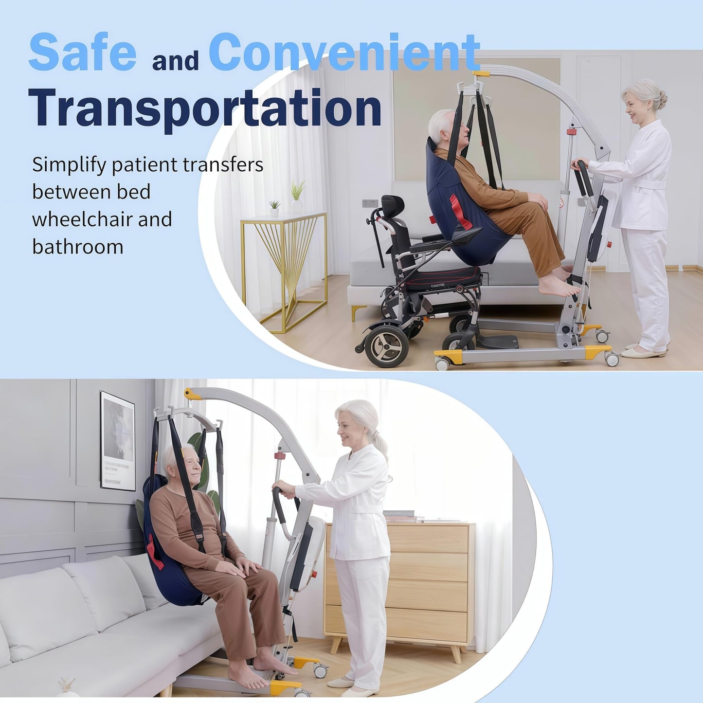 Carearise 2026-Upgrade Aluminum Electric Patient Lift for Home Use, Lightweight Premium 380lbs Patient Lift | Folding Body Transfer Lift for Car | New Version with Sling