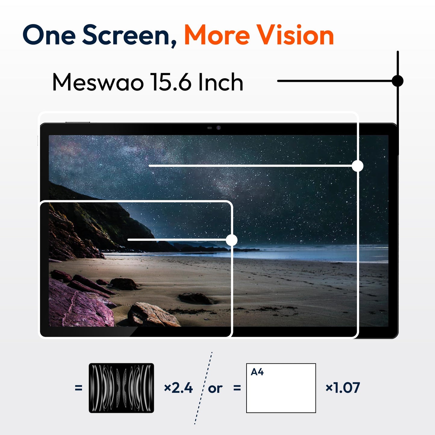 MESWAO 15.6 Inch Android 14 Tablet, 2026 Large Tablet with1080 IPS HD Display Big Screen, 8-Core, 6GB+128GB, Support 1TB TF Card, 12000mAh Long Lasting Battery for Movie/Work-Space Gray