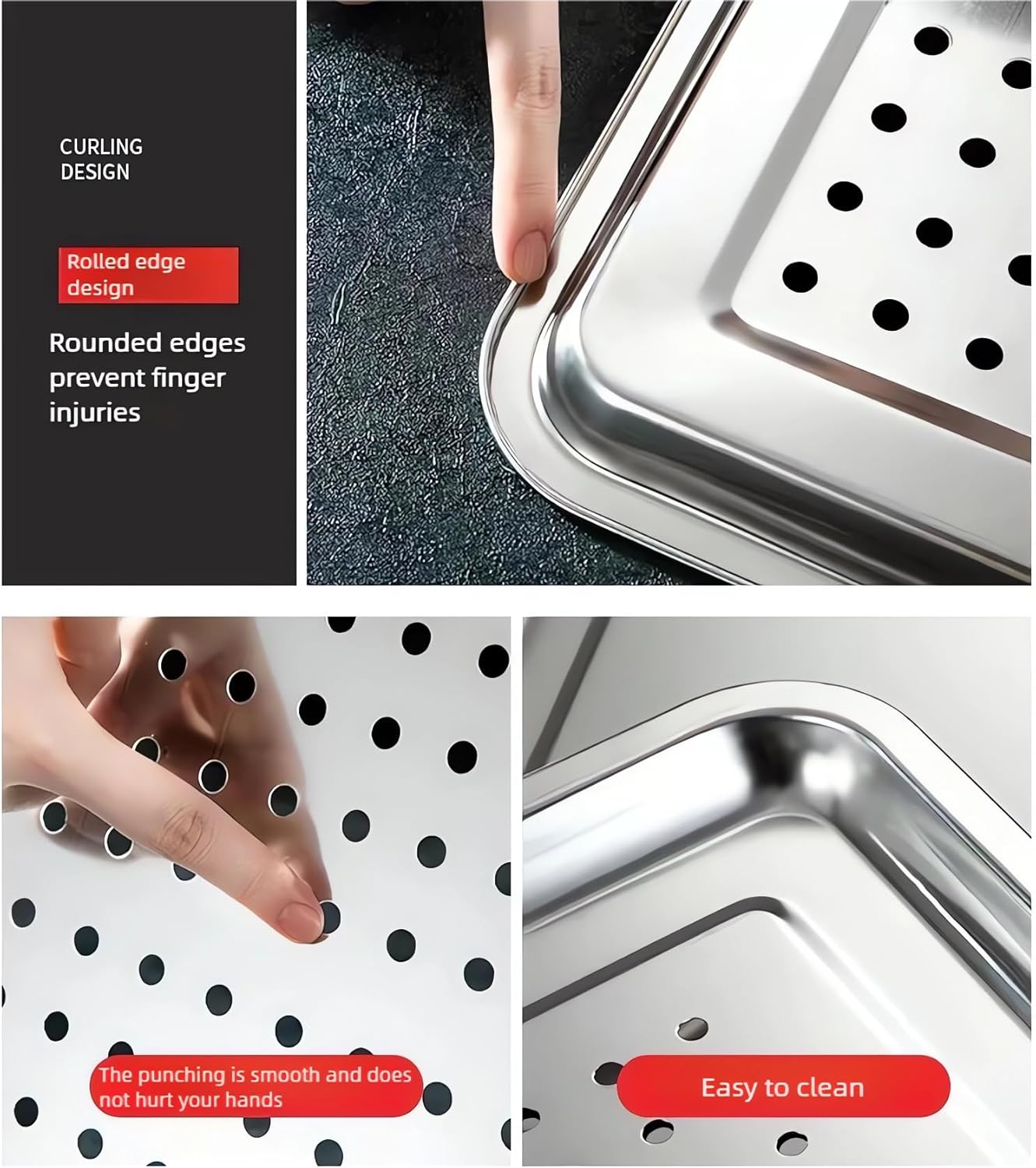 Regine Switzerland Extra Large 304 Stainless Steel Baking Pan Set - 2-Pack Non-Toxic Bakeware | Solid & Perforated Pans
