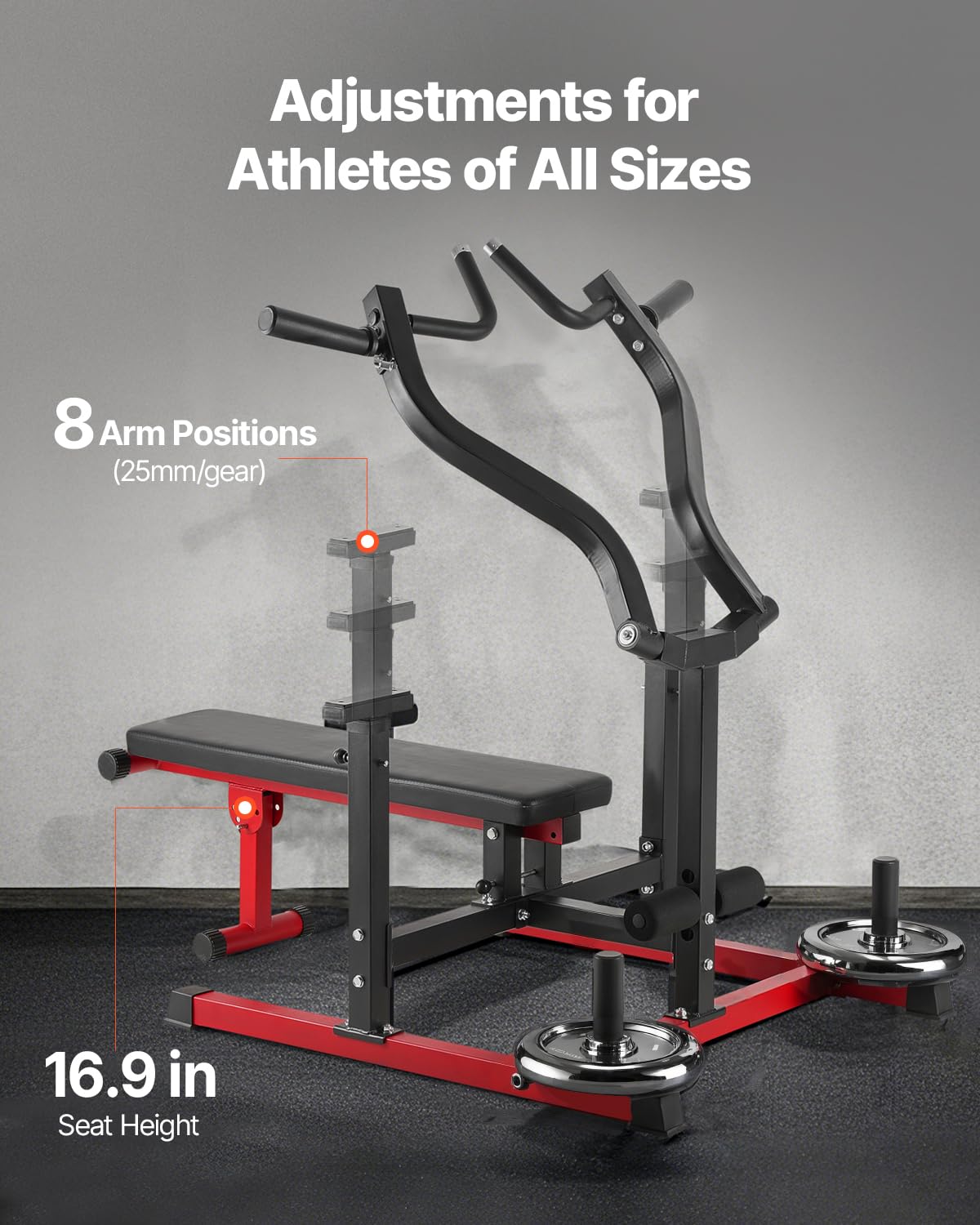VEVOR Chest Press Machine, 450 LBS Bench Press Set, Adjustable Flat Incline Bench with Independent Converging Arms, Upper Chest Equipment, Fitness Home Gym Equipment for Chest, AB Workouts, Shoulder