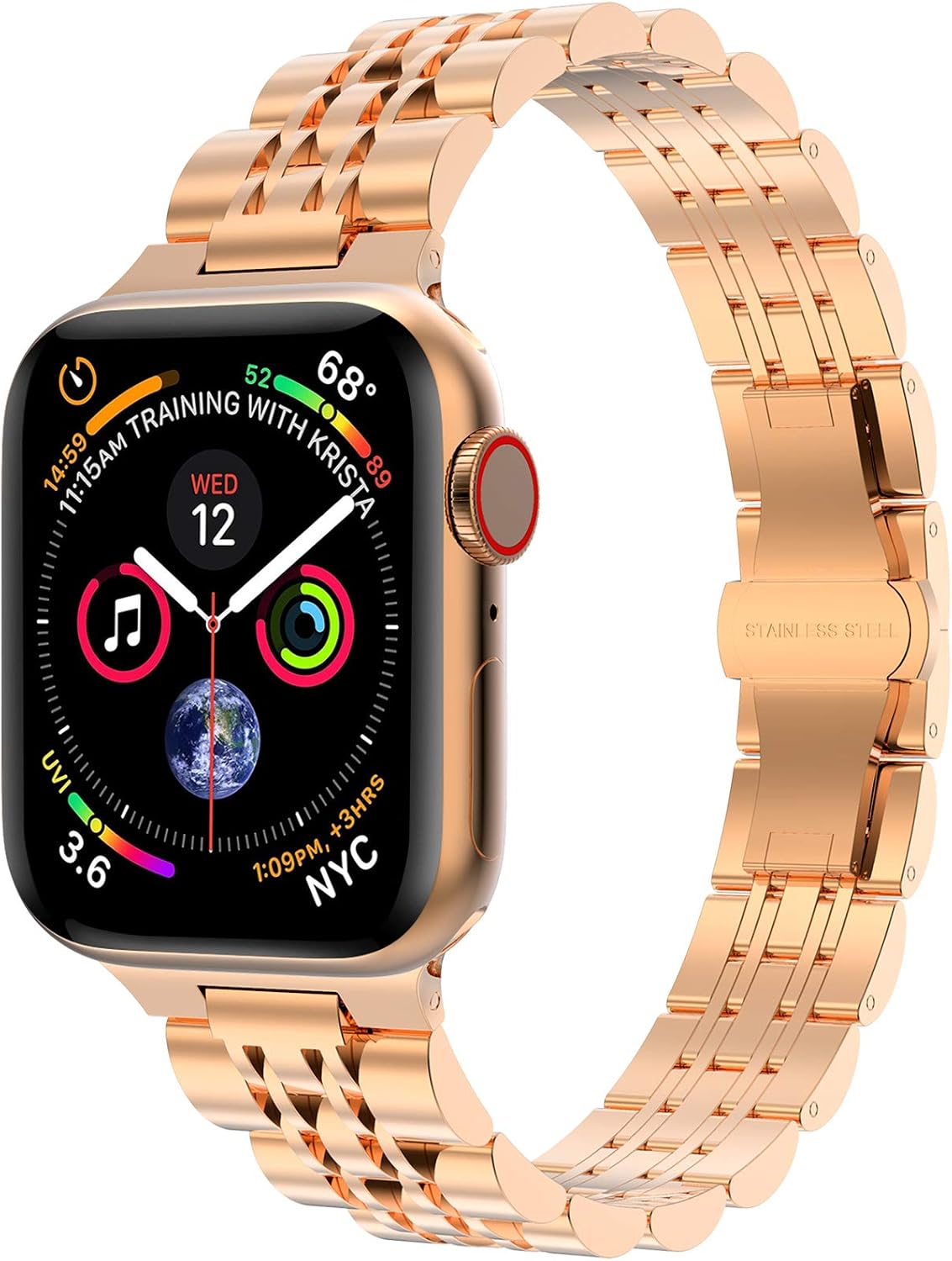 38mm 40mm 41mm 42mm 44mm 45mm 7/6/5/4/3/2/1 CTYBB Compatible with Apple Watch Band for Women, Rhinestone Metal Jewelry