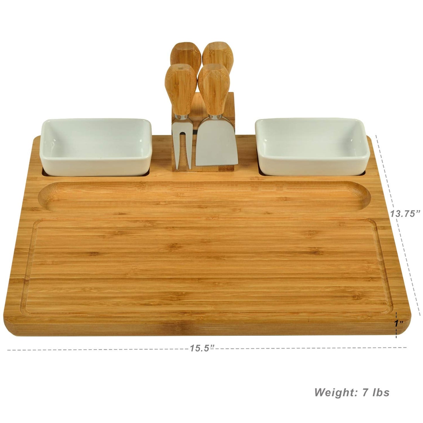 Picnic at Ascot Sherborne Bamboo Cheese Board Set with 4 Tools - Designed & Quality Assured in The USA