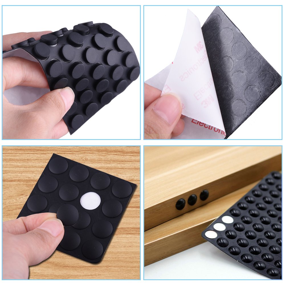 AUSTOR 318 Pieces Black Rubber Feet Bumper Pads Self Stick Noise Dampening Bumper Feet for Doors, Cabinets, Drawers, Glass, Electrical Appliances