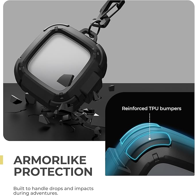 Dexnor for SHOKZ OpenFit Air Case with Drop-Proof Lock, Shockproof Rugged Bumper Cases Protective Cover with Carabiner & Keyring & Cleaner Kit Black