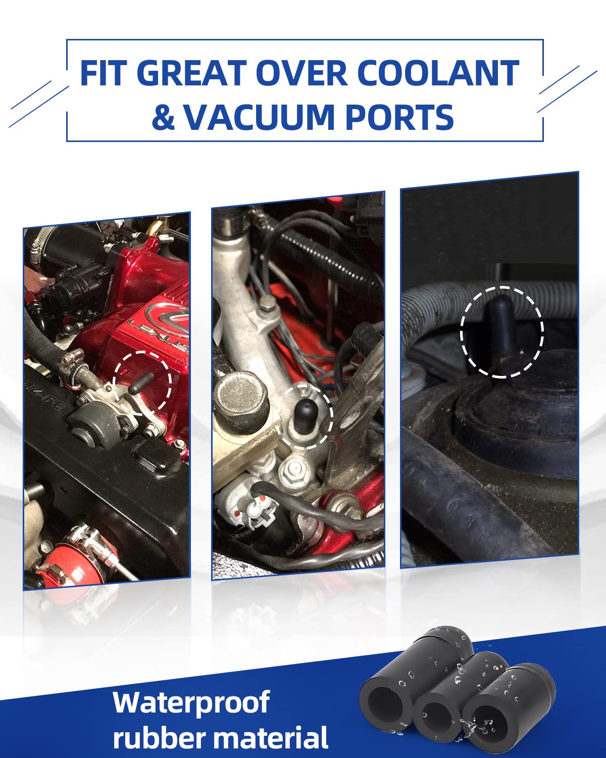 Rubber Vacuum Caps Plug Kit, 63 PCS Assorted Vacuum Plugs Hose End Caps Assortment Kit for Carburetor, Manifold, Automotive 3/16'' 5/16" 7/32" 1/4" 5/32'' 3/8'' 1/8“