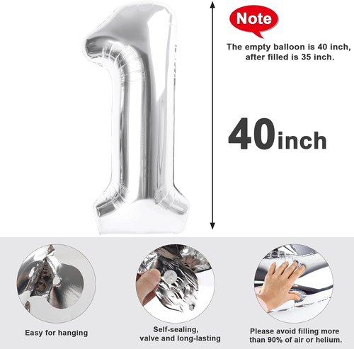 17 Silver Foil Number Balloon - 40 Inch Birthday Decoration for 17th Anniversary Celebrations