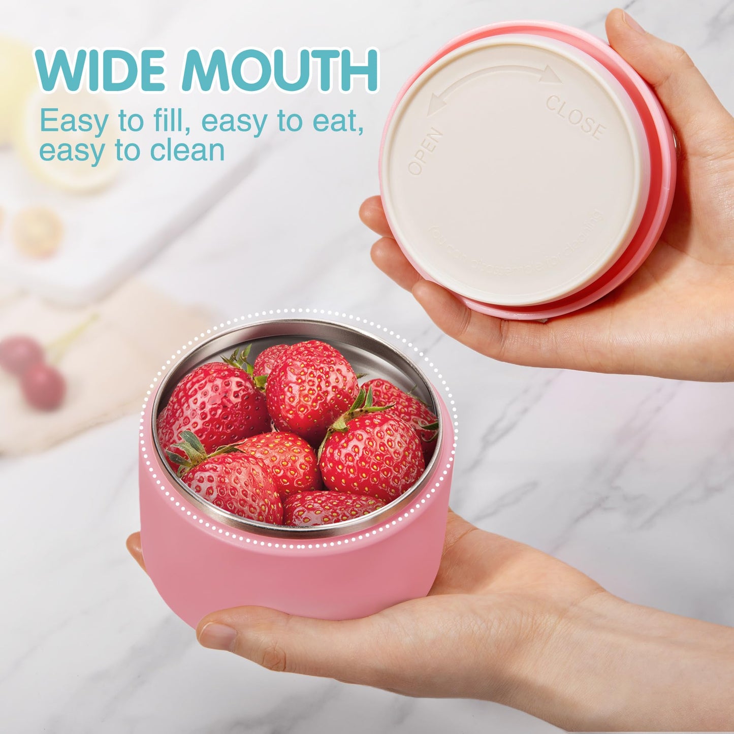 LOHASOK 12oz Food Thermo for Hot Food Insulated Vacuum Soup Jar with Buckle Lid, Stainless Steel Wide Mouth Leak Proof Lunch Container
