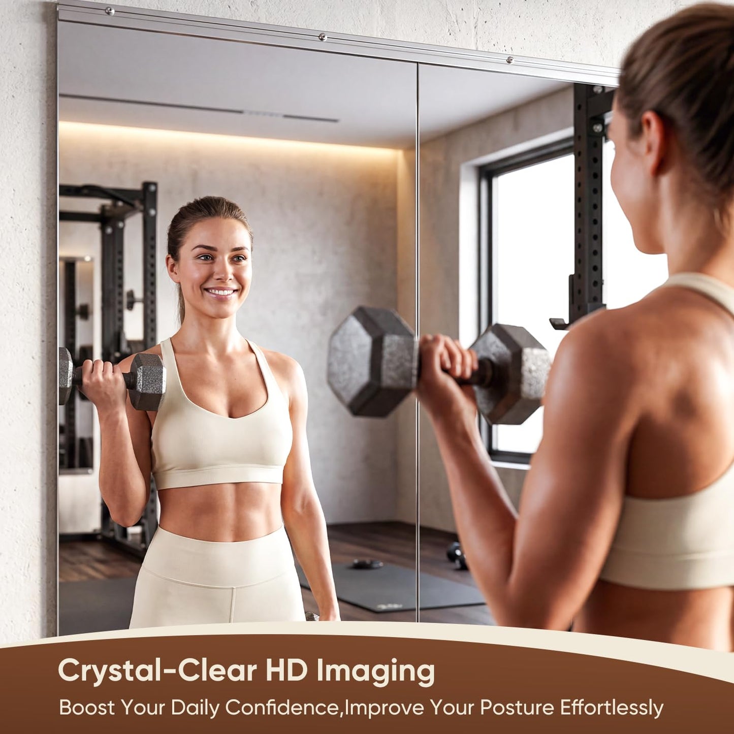 Antok Home Gym Mirror 48"x24" 2PCS, Large Full Length Wall Mounted Mirrors, Frameless Tempered Glass Full Body Mirror for Gym Yoga Dance Studio Garage Bedroom & Bathroom