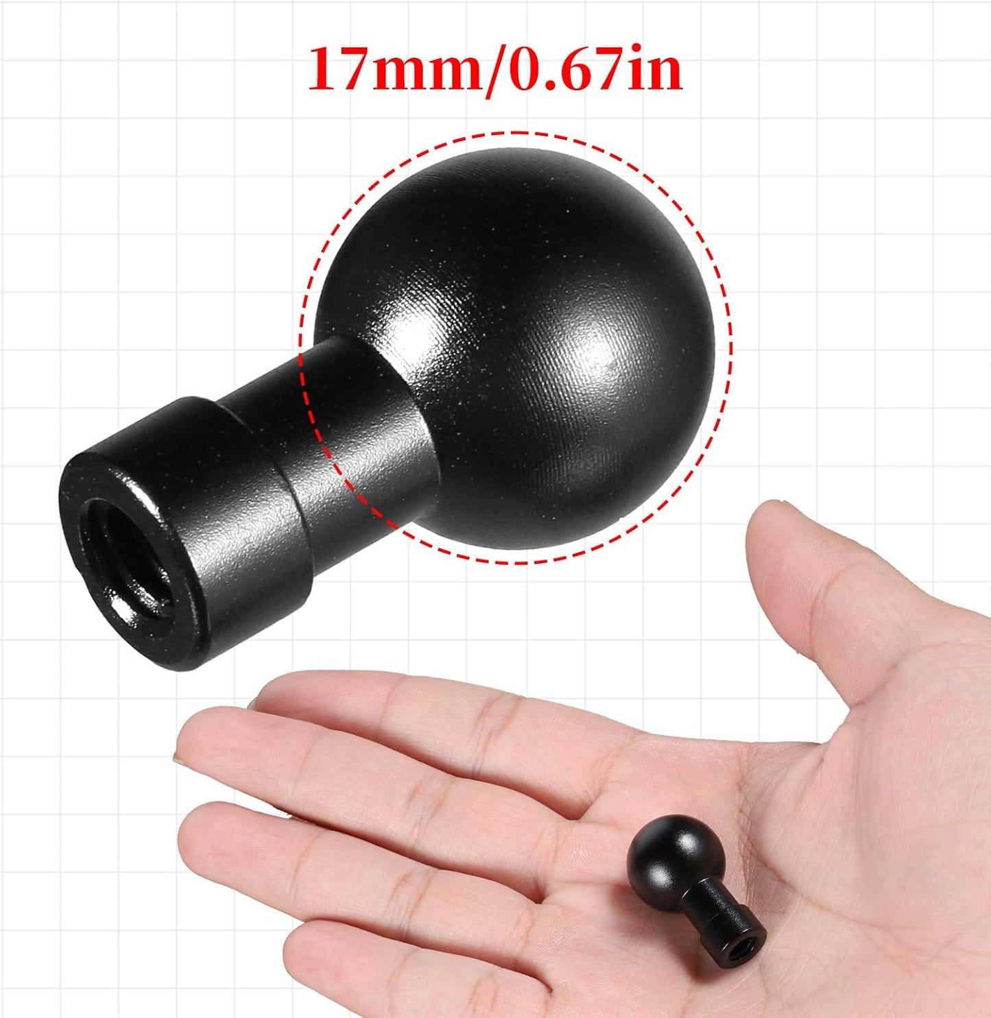 Vin Beauty 17mm 1/4"-20 Ball Head Mount Aluminum Screw Male/Female Adapter for Action Camera Phone Helmet Stand GPS