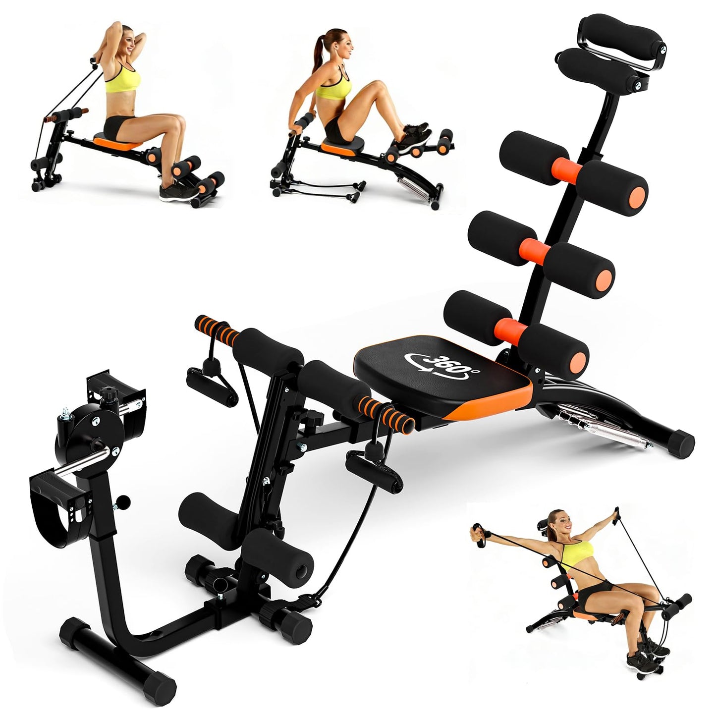 sxvbdway Ab Trainer Machine Weight Bench, Ab Workout Bench for Home Gym, Multi-Functional Adjustable Abdominal Crunch Machine, Abdominal Exercise Equipment for Total Body Workout Black