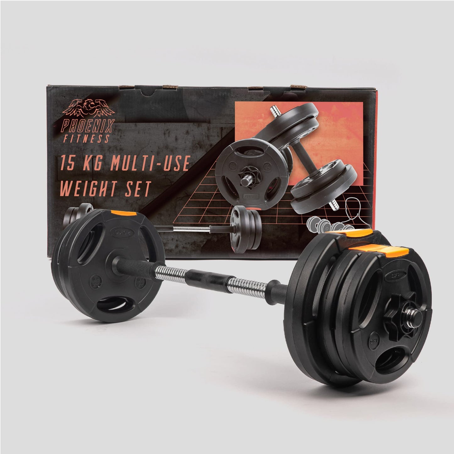 Phoenix Fitness Dumbbells Weight Set, Adjustable 2 in 1 Barbell Set for Exercise, Muscle and Strength Training
