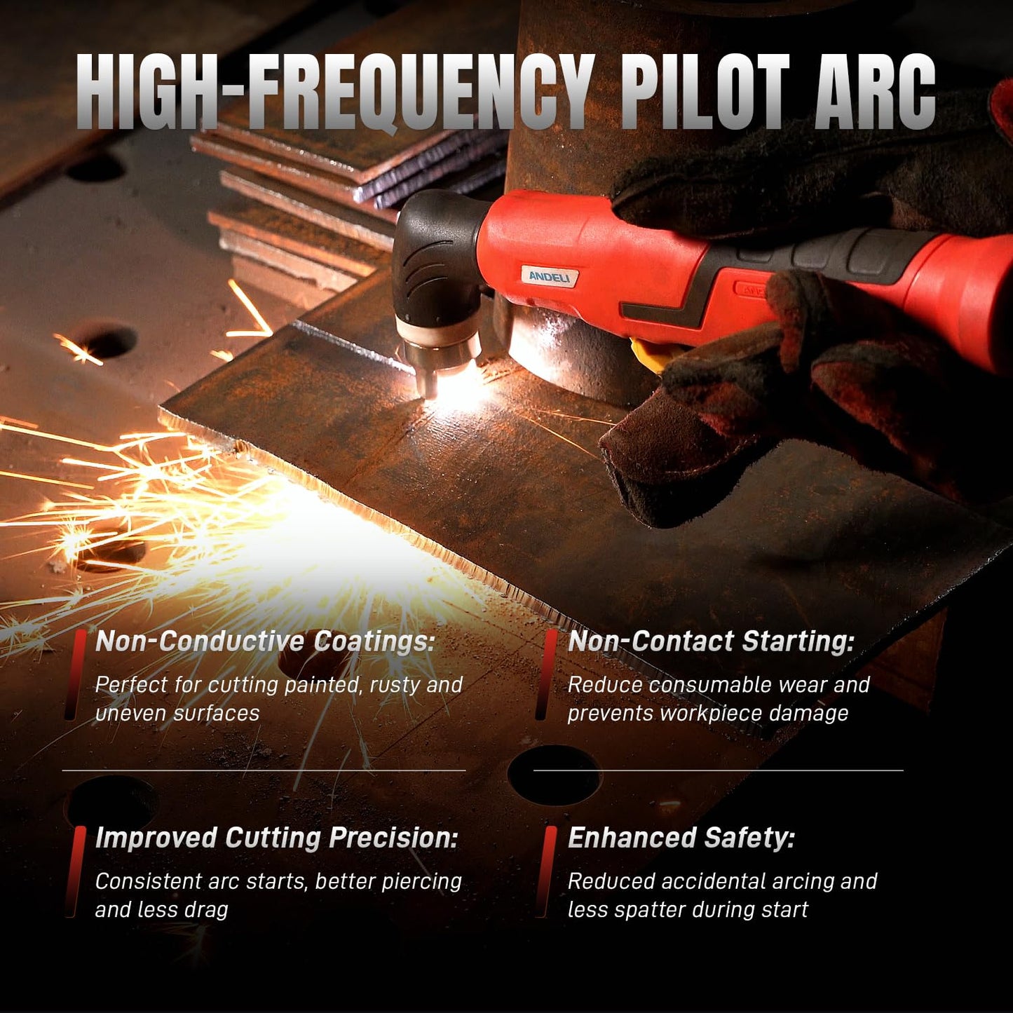 ANDELI Plasma Cutter Non-Touch Pilot Arc ，Larger LED Display 50A Plasma Cutter Machine，3/4''Maximum Cut Heavy Duty，110/220V Dual Voltage With ECO Mode，Expanded Plate Cutting,Rust Removal,PT/2T/4T