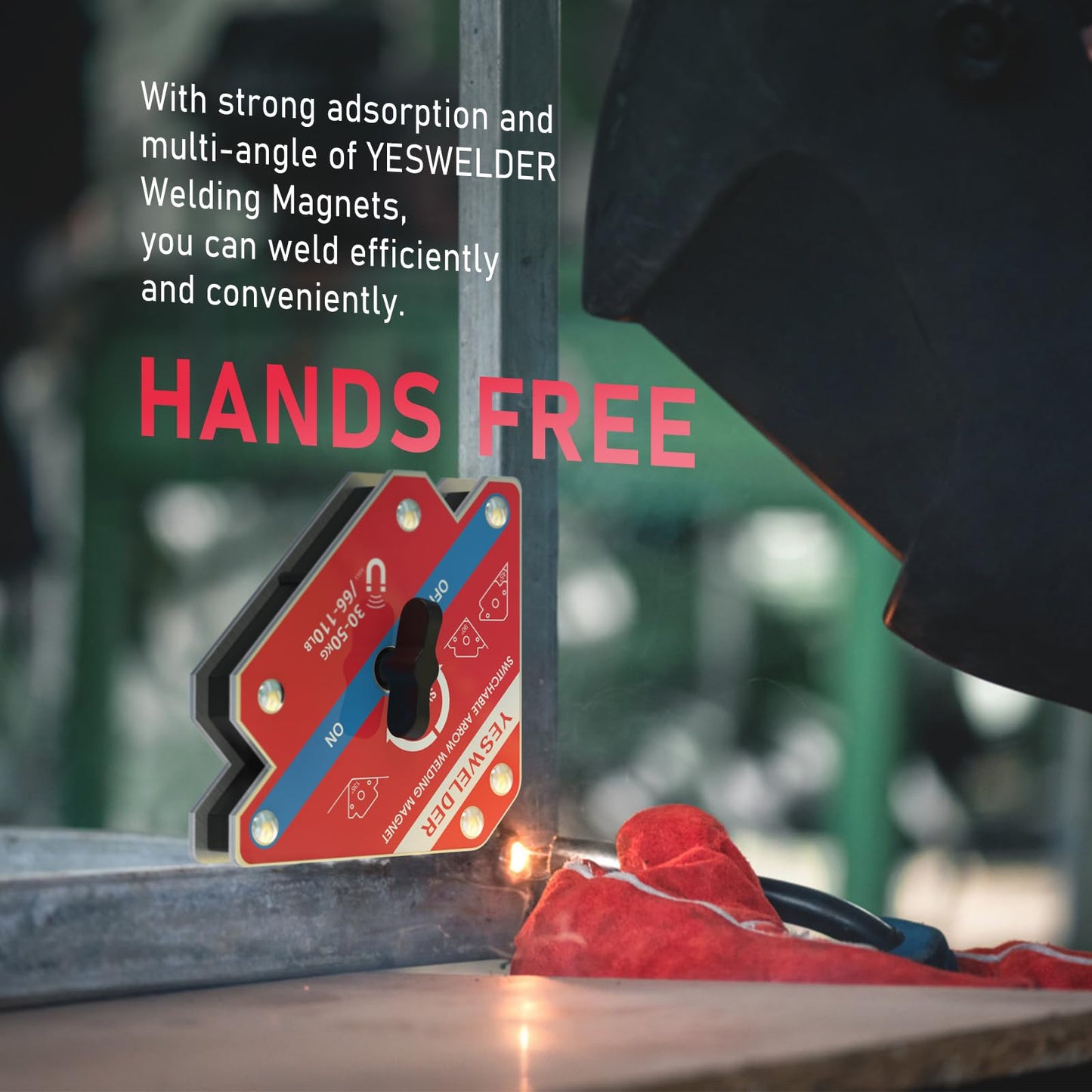 YESWELDER 160A MIG Welder 4 in 1 Multiprocess Flux Cored/MIG/Lift TIG/Stick & Switchable Arrow Welding Magnet 66-110LBs On/Off Switch Arrow Magnetic Welding Holder