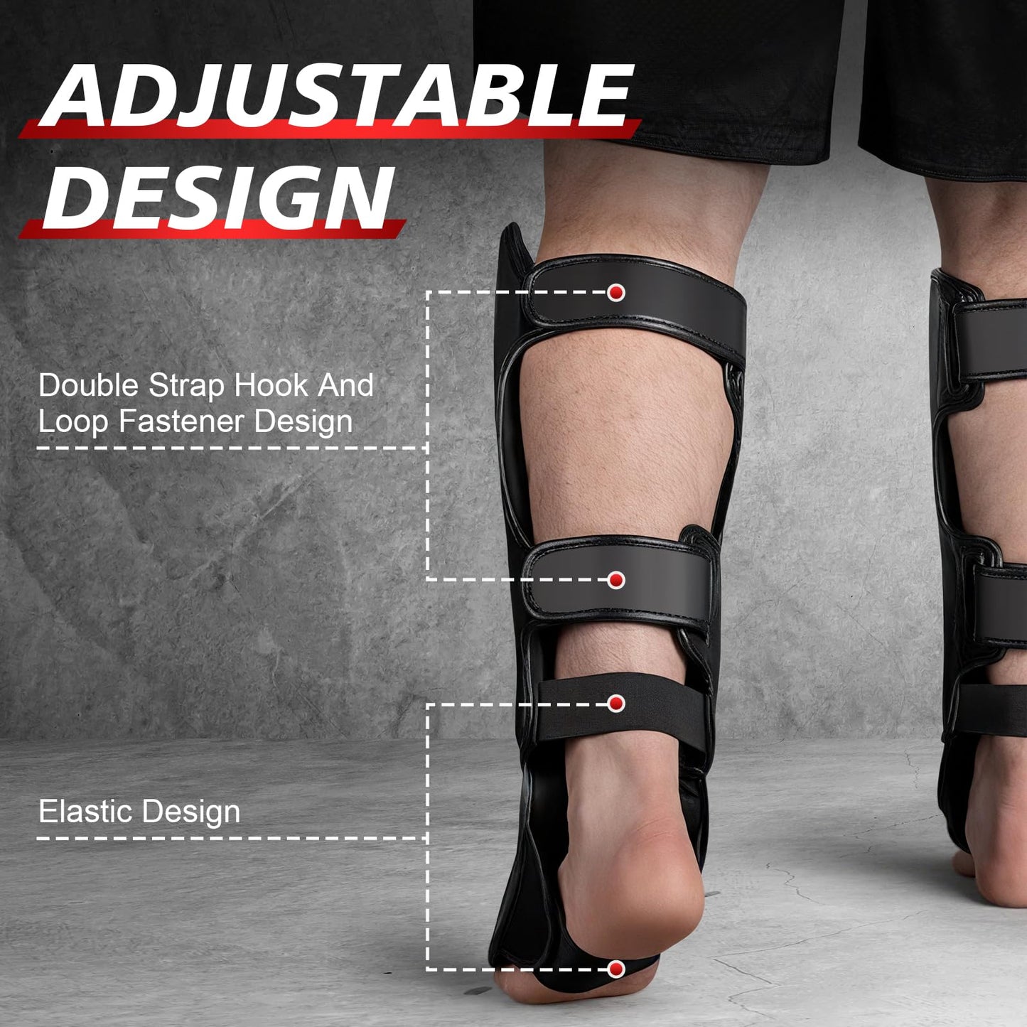 Kickboxing Shin Guards Muay Thai Shin Pads with 16 OZ Boxing Gloves, Adjustable Leg Guards with Instep Protection Shinguards with Workout Gloves Martial Arts Training Equipment for MMA Training(M)