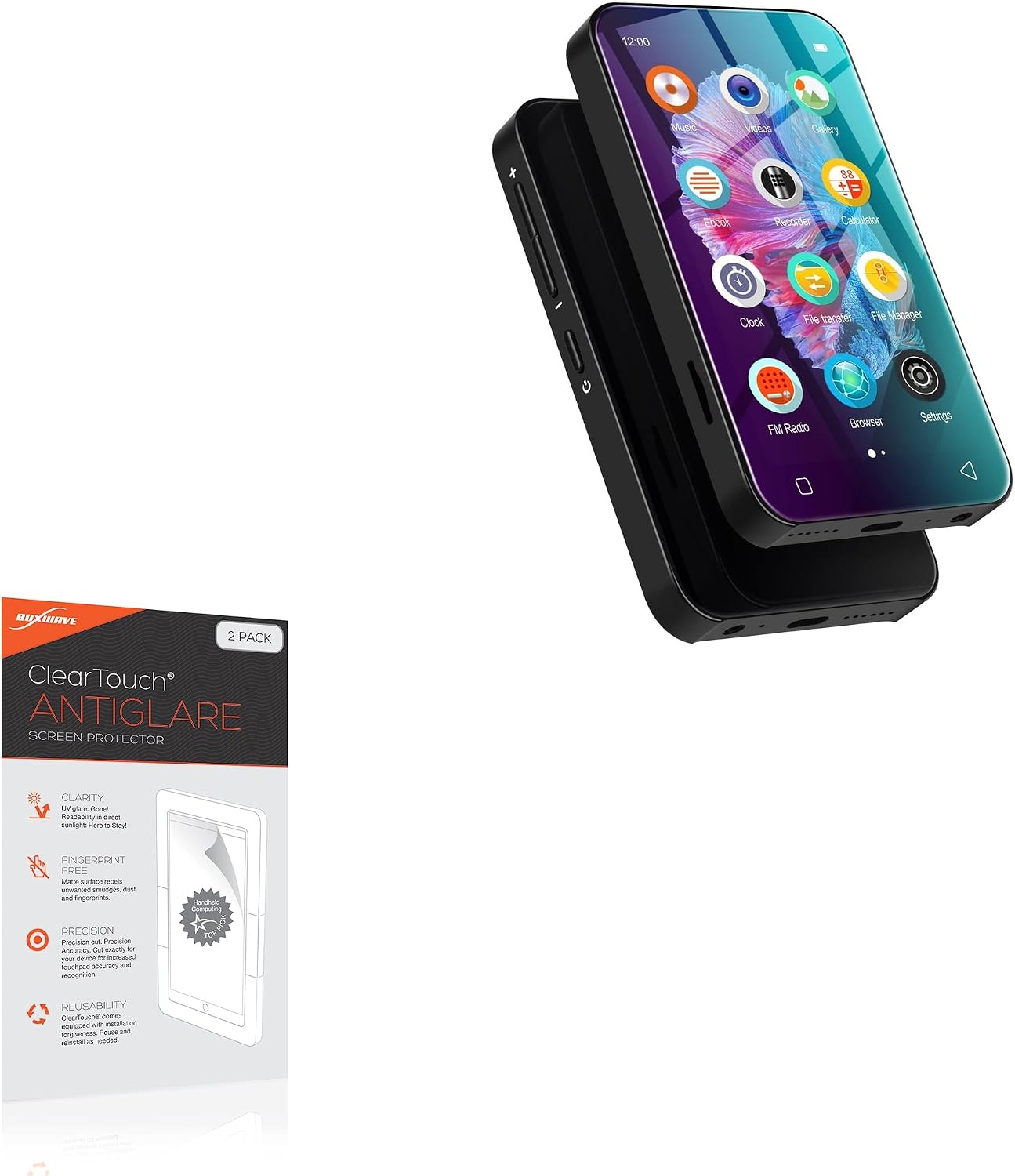 BoxWave Mp3 (4 (2-Pack), Screen Protector Compatible with Luoran Player in) - ClearTouch Anti-Glare Anti-Fingerprint