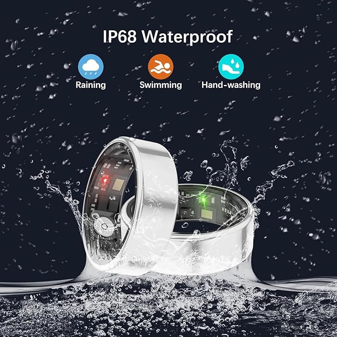 Smart Health Rings for Women Men, Fitness Tracker with Heart Rate, Blood Oxygen, HRV, Sleep Tracker, Step Tracker, No Subscription Fee, IP68 Waterproof Smart Ring for iphone & Android (Silver 11#)