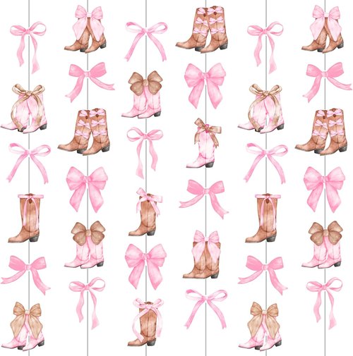 Cowgirl Bow and Boots Garlands - 8PCS Coquette Western Hanging Decorations for Bachelorette Parties