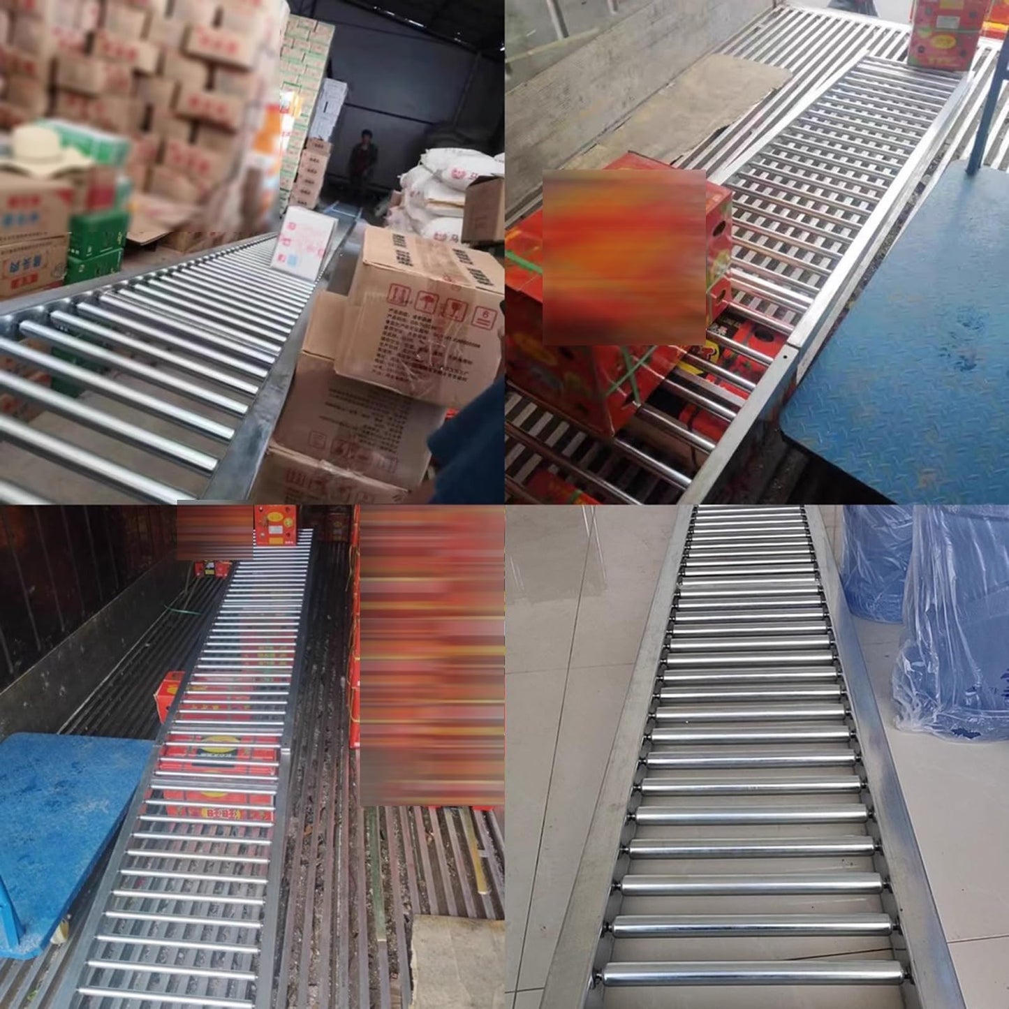 Light-Duty Gravity Roller Conveyor - Unpowered 2.5cm Galvanized Steel Rollers for Portable Warehouses & Factories, Ideal for Bucket Box Unloading (Silver, 40cm Width)