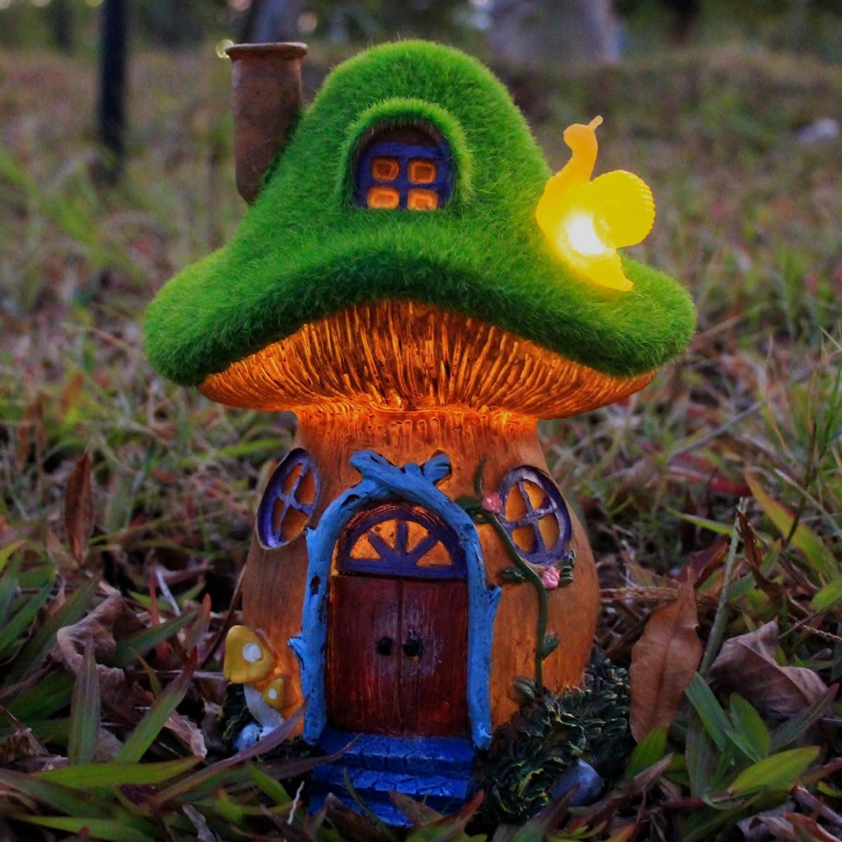 Skiennix Mushroom Garden Statues - Solar Powered Fairy House Figurine for Outdoor Decor | Perfect Gift for Women, Moms, and Grandmas