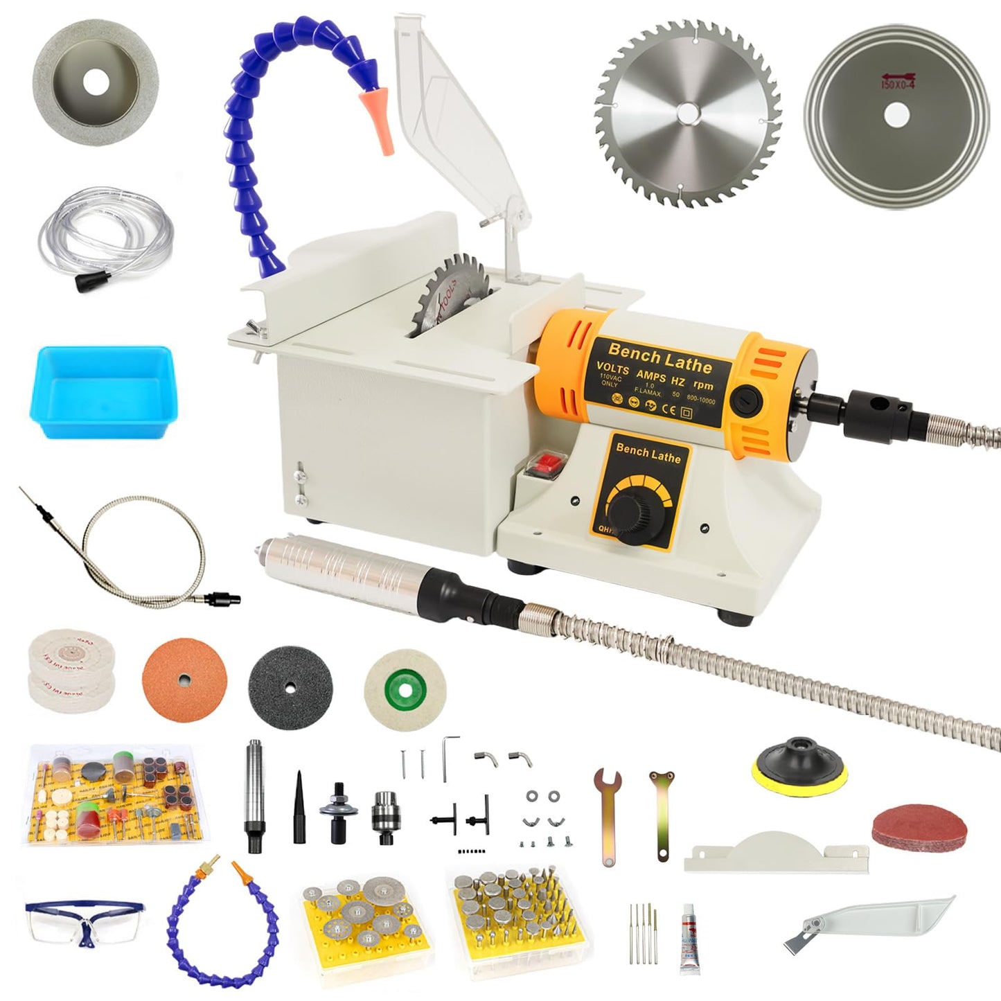 Lapidary Saw for Jewelry Crafts, 750W Lapidary Equipment with Jade Carving Kit, 110V Gem Cutting Machine with Water Cooling, Mini Table Saw for Jewelry Stone