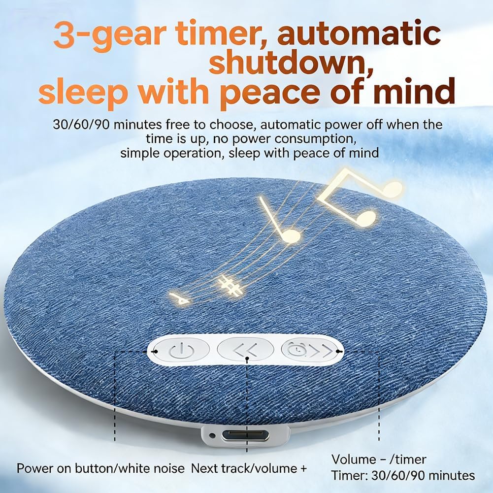 Generic 5.4 Bluetooth Pillow Speaker for Sleeping Ultra Slim Blue-Tooth Bedside Speaker for Side Sleepers with White