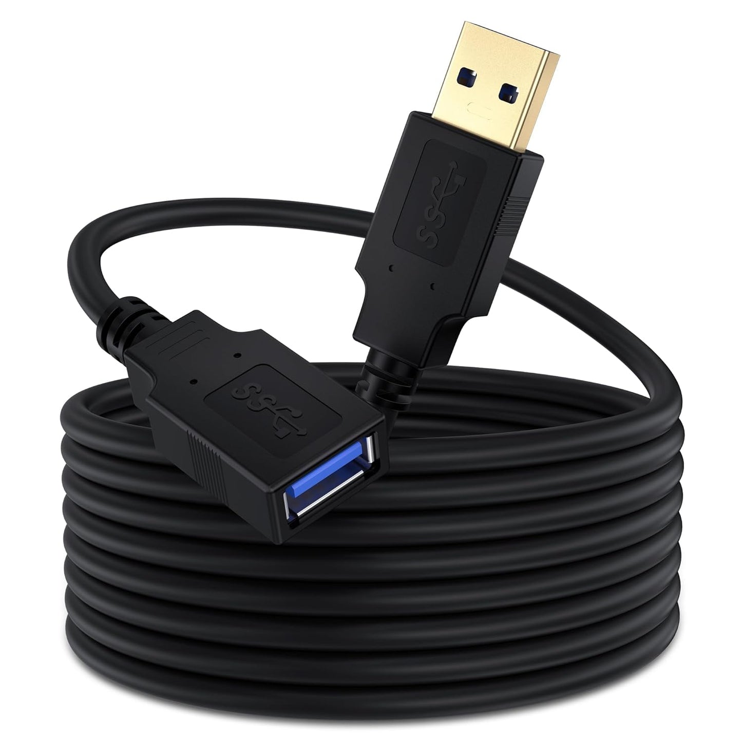 Qxcynsef 3.0 15 FT,5Gbps More,Black,15FT USB Extension Cable High Speed Data Transfer Extra Long A Male to A Female