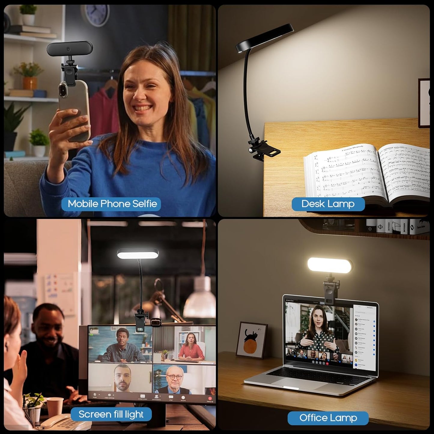 Amcuke 360 Video Conference Lighting,Rechargeable LED Streaming Light, Rotatable Zoom Lighting for Computer,Eye Caring