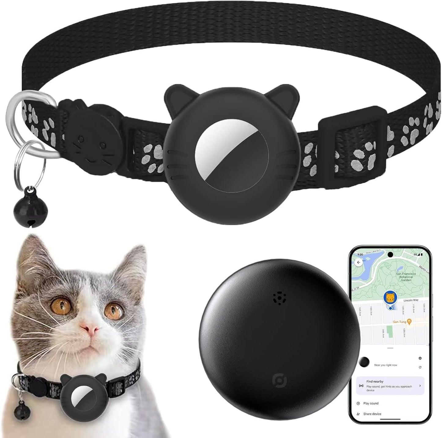 Syslytic 365-Day Cat Tracker with Collar (Android Only), GPS Tracker for Cats - No Monthly Fee | Waterproof | Real-Time