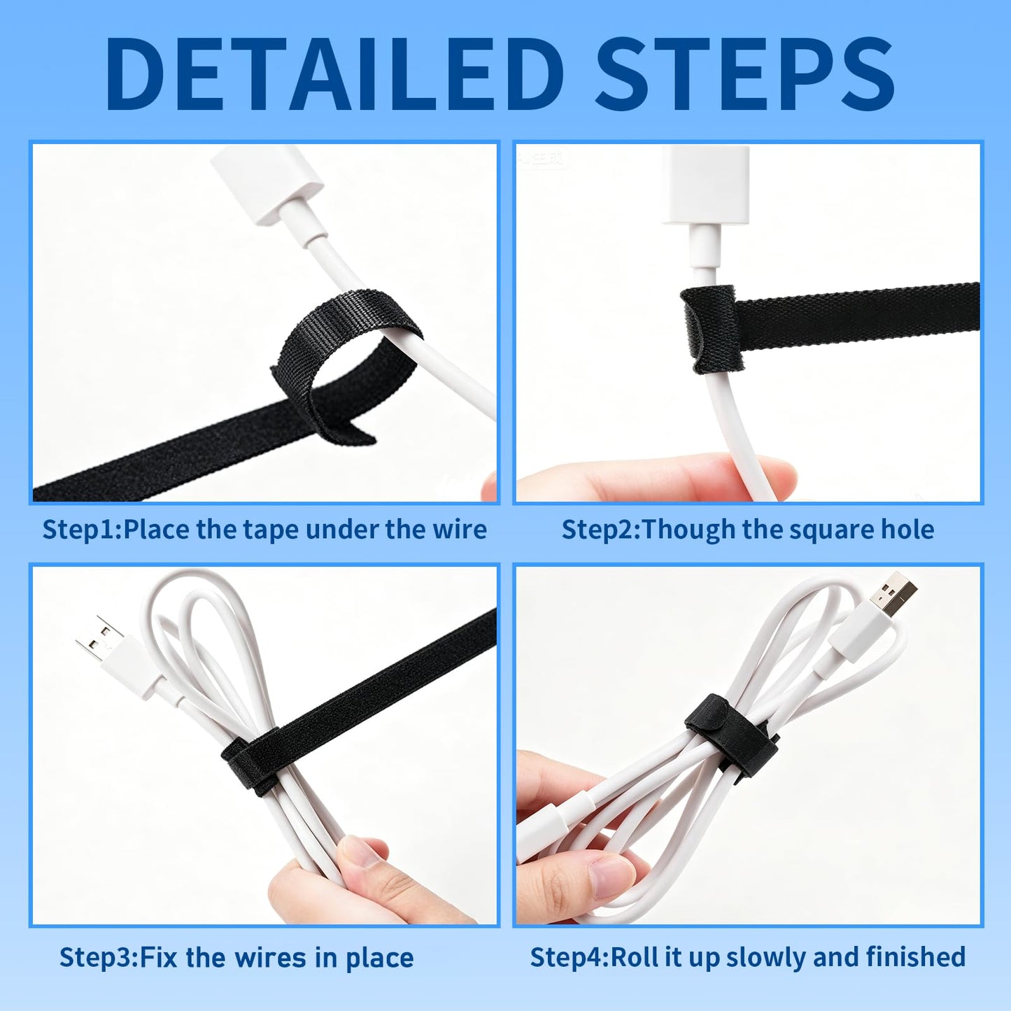 NIOPELO 100PCS Hook and Loop Straps - 6 Inch Reusable Cable Ties for Cable Management, Adjustable Cord Organizer Hook & Loop Straps for Home, Office and Data Centers, Black