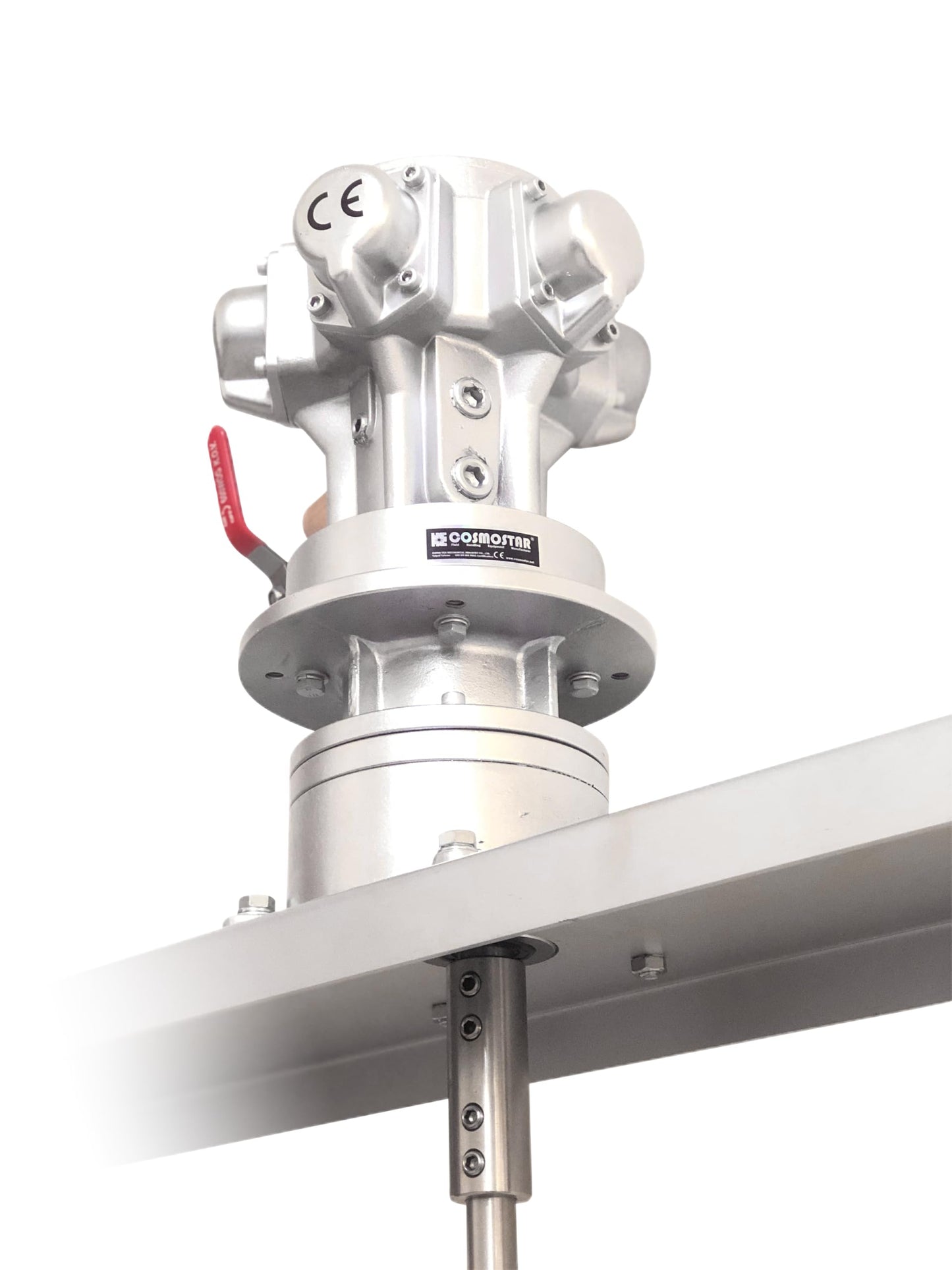COSMOSTAR M0707 Pneumatic Agitator IBC Mount for IBC Tank, equipped with 3:1 Gear Box, SUS Shaft and Propellers, Paint Stirring Machine, Bracket Air Agitators(M0707-IBC-SUS200-EX12S17-GB3)