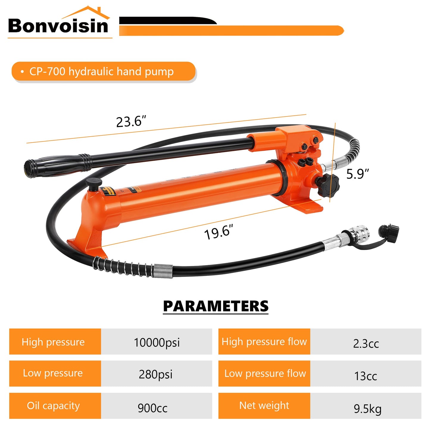 Bonvoisin 30T Hydraulic Cylinder Jack Porta Power Ram 2.13" Stroke Mini Multi-Section Lifting Cylinders with Hydraulic Hand Pump for Machinery Shipbuilding